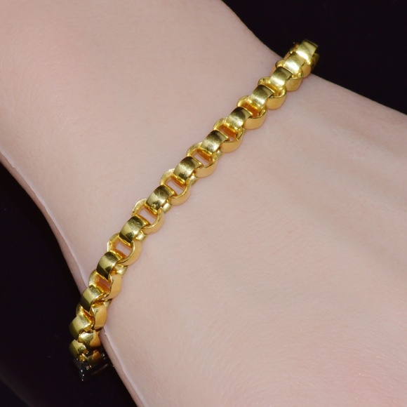 VINTAGE ITALIAN SOLID 18K GOLD ROLO LINK STACKING CHAIN BRACELET - Picture 6 of 10